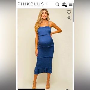 COPY - Pink Blush Blue Fitted Satin Dress. Size S. Worn once!